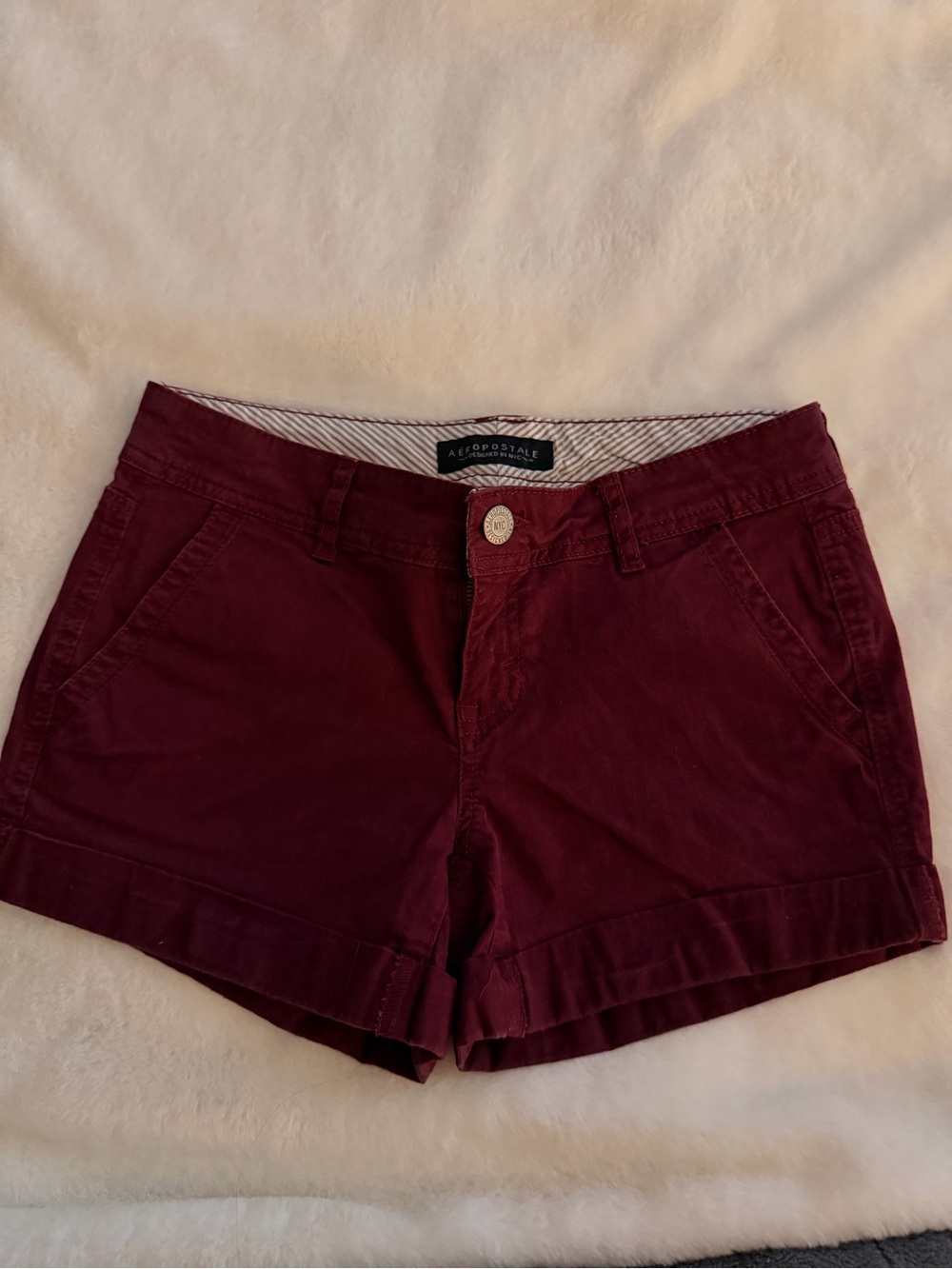 Aeropostale Women's Maroon Cotton Blend Shorts